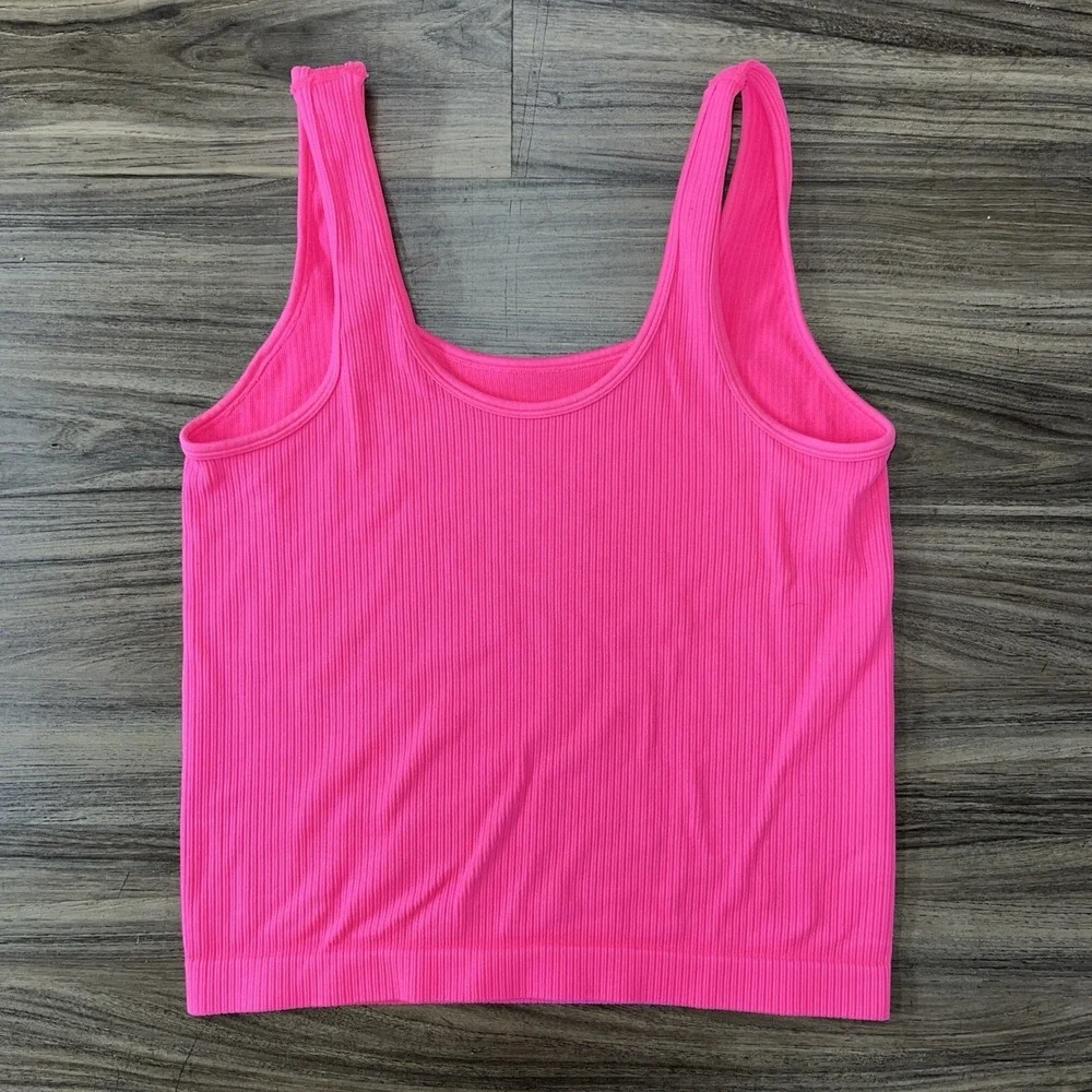 Hot Pink Large Compression Tank Top Athletic Summer Vibes Neon - Picture 4 of 4